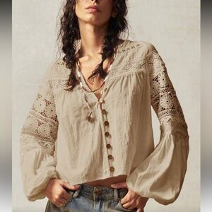 Apricot Lace Boho Blouse